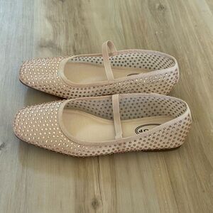 Elegant Beige Studded Women's Flats